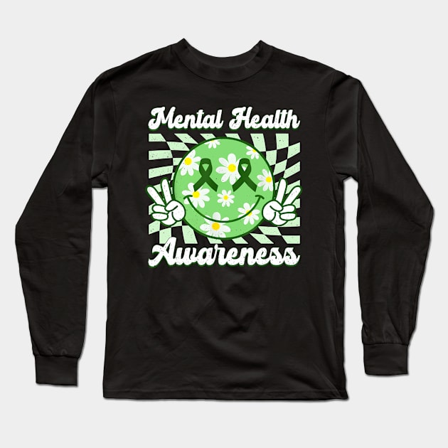 Mental Health Awareness  Green Ribbon Long Sleeve T-Shirt by JazlynShyann